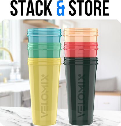 -6 PACK- 28 Oz Protein Shaker Bottle for Protein Mixes - 6X Wire Whisk | Leak Proof Shaker Cups for Protein Shakes | Protein Shaker Bottle Pack | Protein Shake Cup (Hawai Shadows)